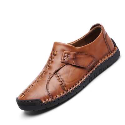 Men's Shoes Large Size 38 46 Loafers Genuine Leather New Style Fashion Business Casual Shoes Hand Sewing Comfortable Flats