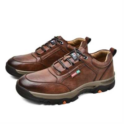Men Leather Hiking Shoes Non slip Outdoor Leisure Sports Shoes Wear resistant Travel Shoes