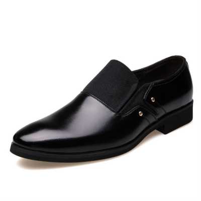 2021 Fashion Slip on Leather Pointed Toe Men Dress Shoes Business Wedding Oxfords Formal Shoes for Male Big Size 38 47