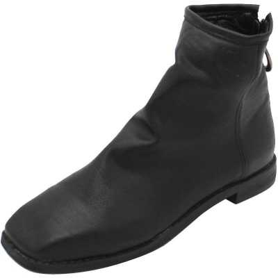 Folds leather boots ladies motorcycle flat square toe womens Classic shoes female sweet walking shoes