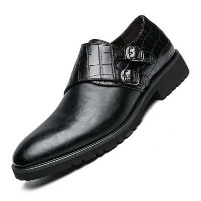 Formal Shoes Black Blue Monk Strap Men Dress Slip on men Oxfords Patchwork Fashion Footwear Men Dress Shoes Zapatos Hombre