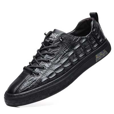 Men's Genuine Leather Shoe Soft Anti slip Rubber Loafer Crocodile Shoe Man Casual Leather Shoe Trend Outdoor Shoe Zapatos Hombre