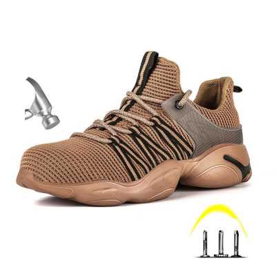 Men Fashion Anti Smashing Steel Toe Protective Work Shoes Sneakers Men Light Puncture Proof Safety Shoes